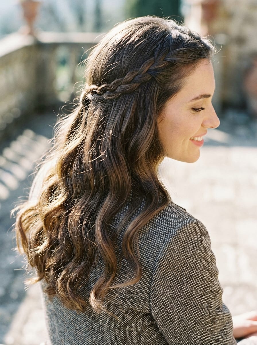 Half-up Braids mit weichen Wellen - Halboffene Flechtfrisur